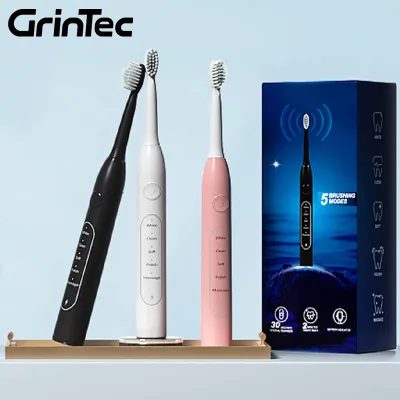 Adult Electric Toothbrush IPX7 Waterproof 5 Modes with 8 Replacement Heads Sonic Toothbrush and Storage Case