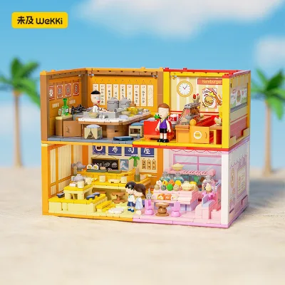 Chibi Maruko-Chan Chibi Maruko-Chan Stacking House Building Blocks Street View Play House Shop Assembled Toys Girls Children