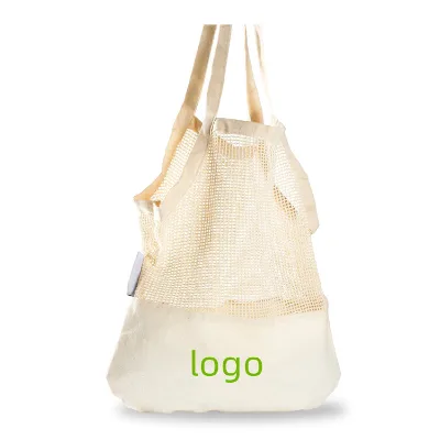 Fashion Environmental protection Oranic Cotton Mesh Bag Tote Dilly Bag Bulk Capacity Custom Cotton Bag