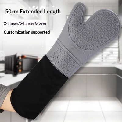 Ready-Stock High-Temperature-Resistant Silicone Insulated Gloves/Mitts Anti-Scald Kitchen Baking Microwave Use