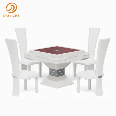 Light Luxury Tower-shaped White Fully Automatic Remote-controlled Mahjong Table with Charging Por