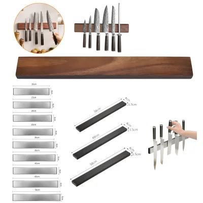 Dontalen Multiple Styles Acacia Wooden Magnetic Knife Block Holder Enhanced Magnets Eco-Friendly Durable Multifunctional Kitchen