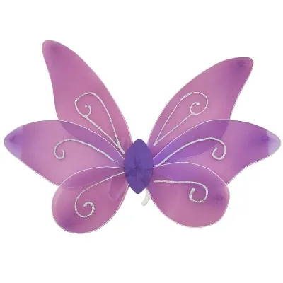 Girls Sparkling Sheer Butterfly Wings Purple Fairy Wings for Kids Performance Halloween