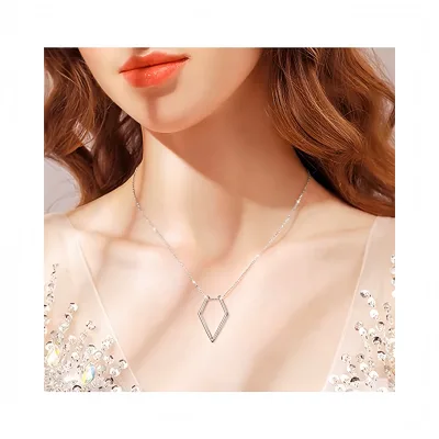 Dropshipping Gift Europe and the United States Design Simple Ring Bracket Titanium Steel Necklace Geometric Pendant