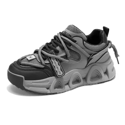 39-44 Fashion Custom Brand Logo Thick Bottom Sports Walking Style Shoes for Men Sport Shoe Pu Leather Casual Sneakers