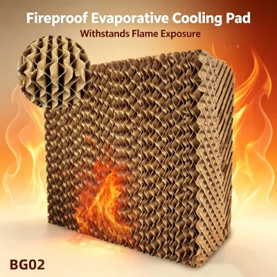 Flame-Retardant Class B Polymer Organic Wet Curtain Cooling Pad | Non-Fiberglass, Fireproof Media | Model BG02