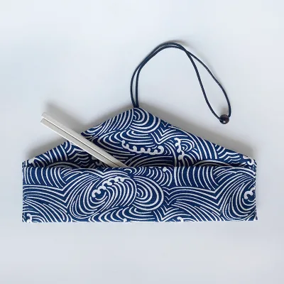 Cotton Tableware Bags Custom Pattern Linen Cutlery Travel Store Pouch for Straw Cutlery