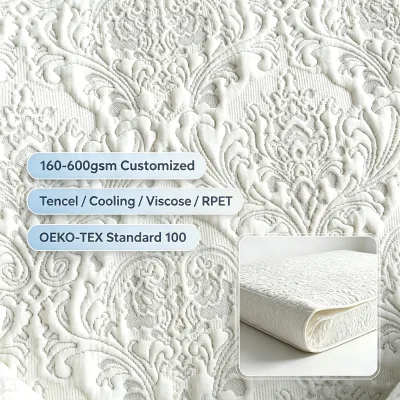Knitted Jacquard Mattress Fabric 300GSM 100% Polyester Weft Yarn Dyed Microfiber Ticking for Mattress Cover