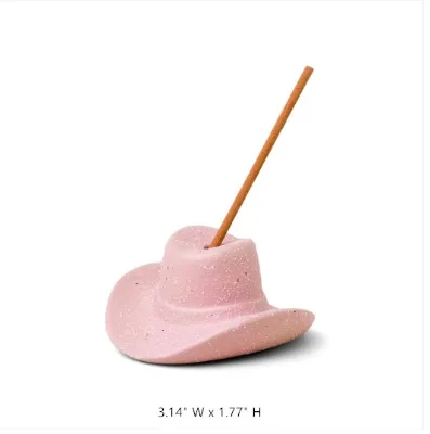 Ceramic Cowboy Hat Incense Holder - Pink