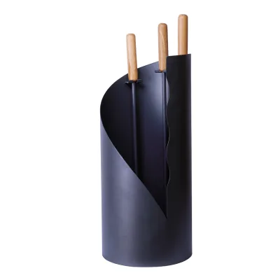 Indoor or Outdoor Chimney Accessories Fireplace Tools Gray Wood Handle and Base /Fireplace Accessories Set