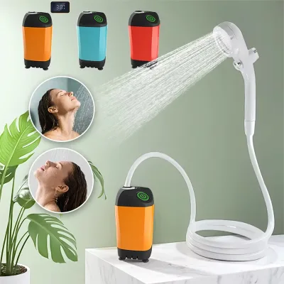 Outdoor Camping Shower Ipx7 Waterproof With Digital Display Portable Electric Shower Pump for Hiking Travel Beach Pet Watering