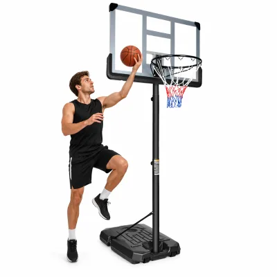 New High Quality Portable Adjustable Height Outdoor Basketball Hoop Rim Basketball Net for Children Adults Entertainment Black