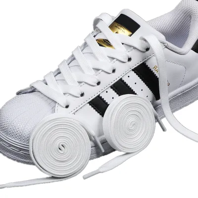 Classic Anti-slip Polyester Shoelaces Black and White Double Woven Sports Casual Shoe Laces for White Shoes