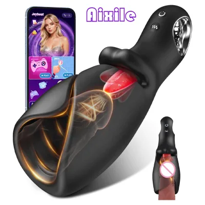 Adult Male Sex Toys for Men Tongue Vibrator Male Masturbator APP Control with Tongue Licking 10 Vibrating Modes Penis Vibrator