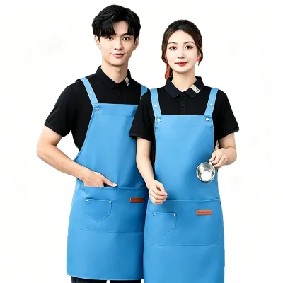 Workwear Custom Logo Catering Apron Commercial Coffee Shop Barista Apron Waterproof Restaurant Uniform Apron for Women Men