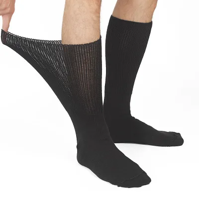 Compports Black White Loose Fit Thick Unisex Professional Medical Cotton Diabetic Socks