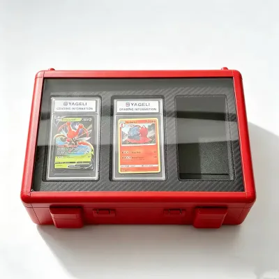 Yageli Visible 3-Slot Display Lock Aluminum Graded Card Carry Case Custom Partition Shock Absorb Foam Slab 3 Retail Inventory