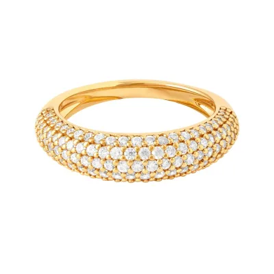 Gemnel Handmade Pave Dome 18K Gold Crystal 925 Sterling Silver Rings Jewelry Women