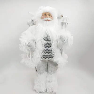 Xmas Decor Doll Decor Small White Figure of Santa Claus 48cm
