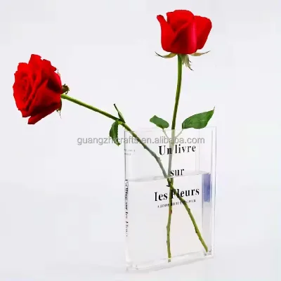 Wholesale Acrylic Book Flower Vase Book Shaped Acrylic Vase for Flowers, Dried Flowers, Branches