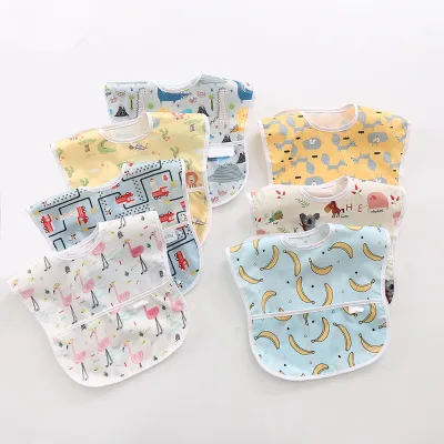 Waterproof 100% Polyester Anti-dirty Eating Bib Short-sleeved Children's Bib