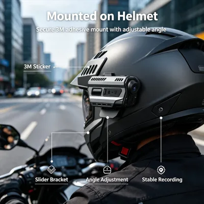 OEM Dual Camera Loop Recording G-Sensor 3500 MAh Battery GPS Wifi IP67 4k Motorcycle Dash Cam Helmet Recorder