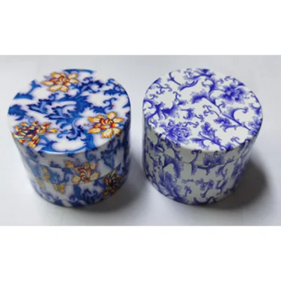 Wholesale zinc alloy grinder with Blue and white porcelain pattern; multifunctional grinder; herb grinder