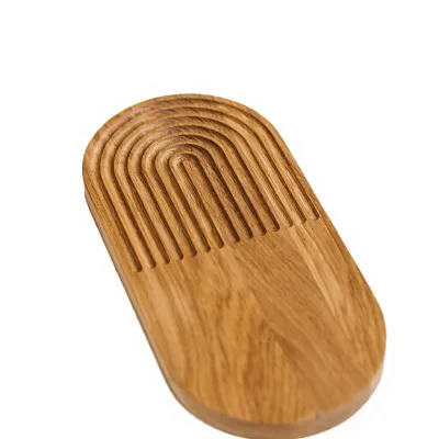 Wholesale Custom Logo Acacia Wood Serving Tray Groove Decorative Platter - Solid Wood Jewelry Display Base