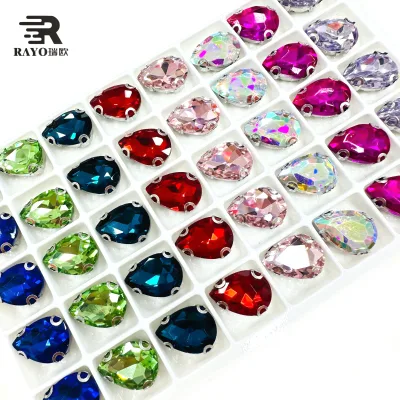Drop Shaped Rhinestone Beads with Claw Setting Nature Loose Crystal Lampwork and Glass Jewelry