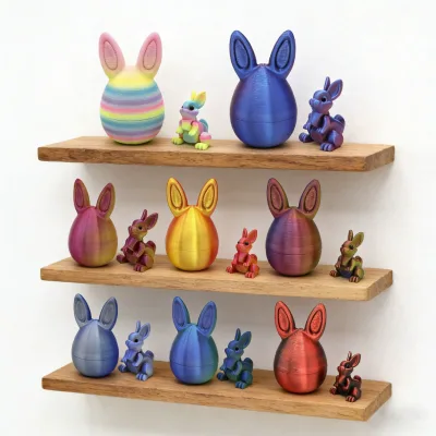 Easter Party Decorations - 3D Printed Egg Bunny, Creative Ornament, Possessive Bunny Model Toy