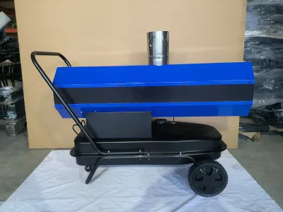 Industrial Blue 56L Fuel Tank Stainless Steel Indirect Diesel Air Heater with Push Handle and Wheels