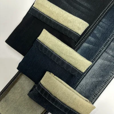 Blue Grey Denim Fabric 12Oz Silver Grey Flocked Back Warm Rigid Raw Denim Factory Direct Price Bulk Slub Texture