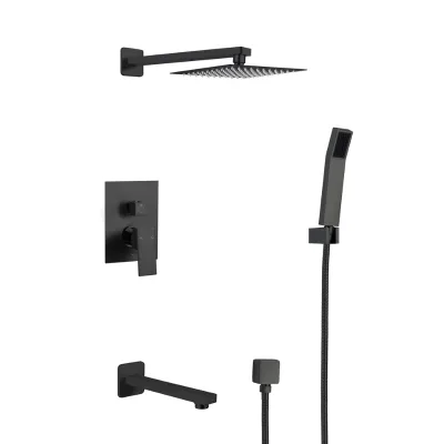 Concealed Recessed Shower Head Set Chrome Massage Jet Hotel-Grade Hidden Shower Head Thermostatic Control In-Wall Brass Box