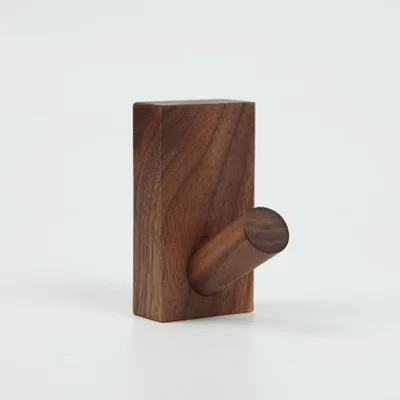 Rectangle Shaped Walnut Wood Wall Hook Rack for Hanging