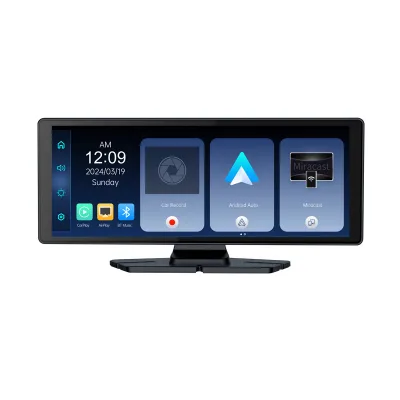 10.26" IPS Portable Car Monitor Multimedia Player With 4K 1080P Dash Cam Support Mirror-link Android Auto Wireless Play