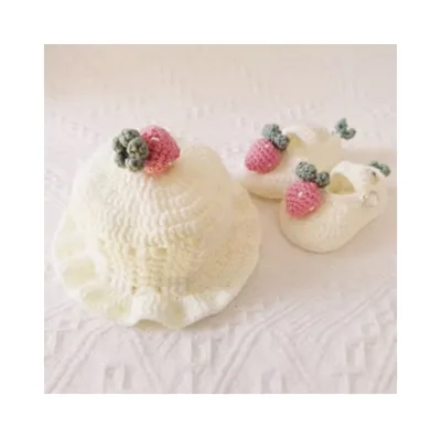 Customized Label and Logo Amigurumi Baby Hat and Shoes 2pcs Cotton Materials Kawaii Hand Crochet Products