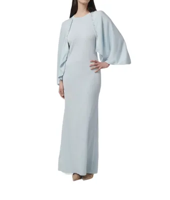 Custom MOQ50 Pcs Women Muslim Light Blue Cape Sleeve Abaya Dress OEM/ODM Supplier Abaya Modest Dress Manufacturers