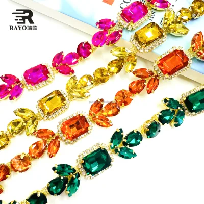 JP Wholesale Glow in the Dark 3D Crystal Rhinestone Chain Trimming Bridal Sash Applique Nickel-Free
