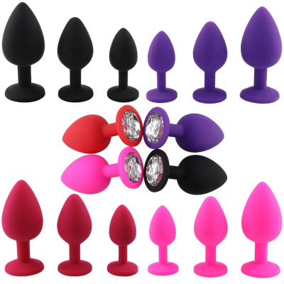 Adult Device Silicone Butt Plug Anal with Crystal for Male and Female Anal Plug Set
