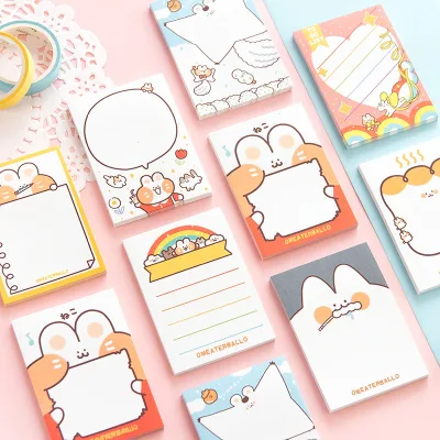 Private label custom beautiful Note pad stationery label tag cartoon cat girl sticky note