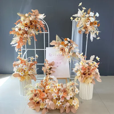 Wedding Arrangement of Flowers Simulation Flowers Background Stage Wedding Flower Arch Decoration