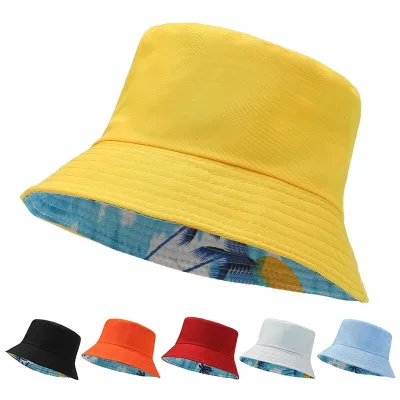 Double Sided Printed Folding Travel Fisherman's Hats Floral Printing Bucket Hat