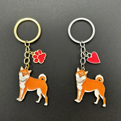 New Cute Vintage Cartoon Shiba Inu Keychain Pendant Fashion Waterproof Lightweight Suitcase Ornaments Pet Personalized Alloy