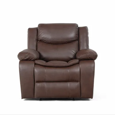 Ergonomic Top Grain Leather Recliner Chair Sofa with Adjustable Backrest and Thick Padding Reclining Couch for Living Room