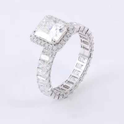 Best Hot Sale Customized 1ct Princess Cut Lab Diamond halo Diamond Setting 10k Gold Wedding Engagement Fine Jewelry Ring
