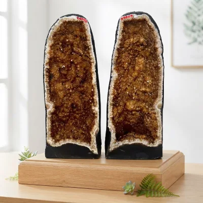 Wholesale Citrine Quartz Crystals Geodes Amethyst Cluster Raw Rough Hole Stone Cave Bag Citrine Geode Ornament for Home Decor