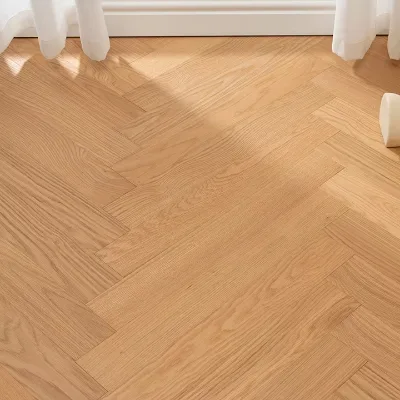 Anti Scratch Herringbone Brushed Oak Wood Floor Prefinished Panel for Villa Living Area Decoration Use