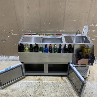 Mobile Bar Station Cocktail for Wedding Washing Sink with Ice Storage Cabinet