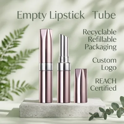 Wholesale Empty Lipstick Tube Approved Reach Champagne Customized Color Logo Factory Lipstick Tube
