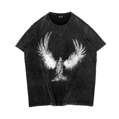 High Quality Oversize Drop-shoulder Short Sleeved Acid Washed T-shirts Vintage Tshirts Custom